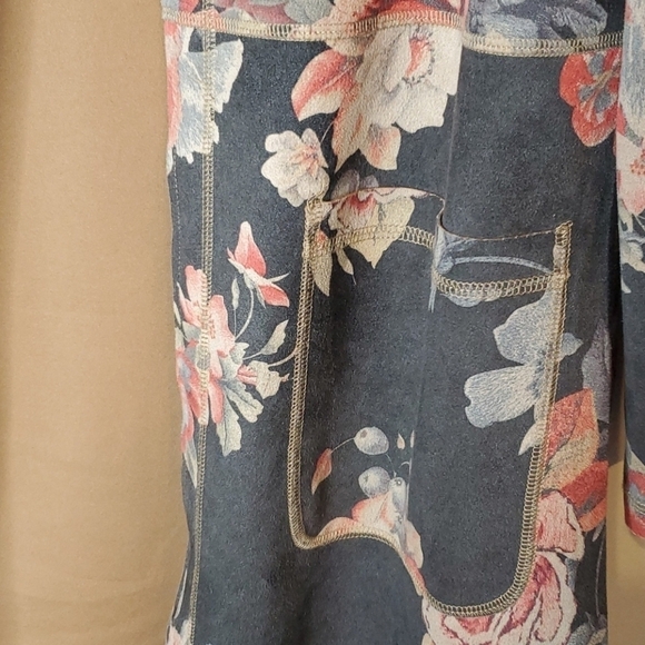 Floral Flower Print Duster Jacket Sz L - Picture 5 of 13